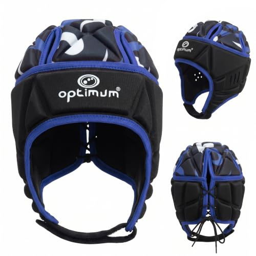 Optimum Unisex-Adult Rugby Junior Razor Headguard, Schwarz/Blau, Large