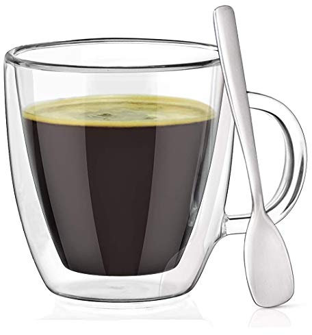 Dewstone Espressotassen mit Espresso-Paddel (2er-Set) Passend für alle Nespresso-Maschinen 153.1 g Espresso-Gläser Isolierte doppelwandige Thermobecher, 2er-Pack