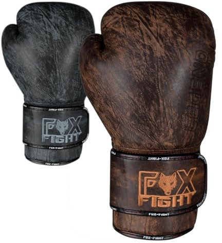 FOX-FIGHT Legend Boxhandschuhe | echtem Leder für Lange Haltbarkeit | Schutz & Stabilität | Boxen Kickboxen Muay Thai Training Sparring MMA | 10 12 14 16 OZ (braun, 12 OZ)
