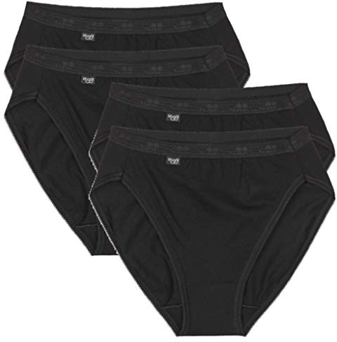 Sloggi Damen Basic + Baumwolle Rich Tai Brief 4er Pack Schwarz oder Weiß