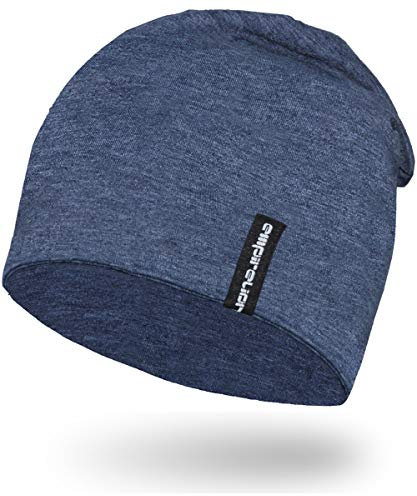 EMPIRELION 9 Multifunktionale Leichte Sommermütze Running Beanie-Mützen Skull Cap Radsport-Kappen Helmfutter Helm Unterziehmütze Schlaf Kappen für Damen Herren (Stahlblaue Melange)