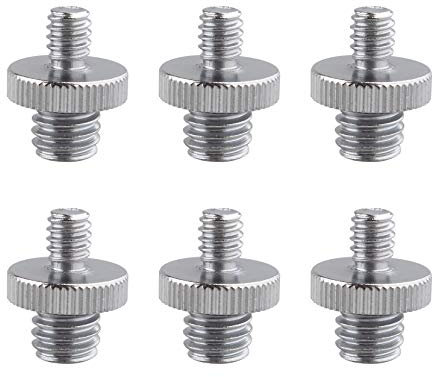 Jopto Lot de 6 adaptateurs filetés en métal mâle de 6,35 mm vers mâle de 9,5 mm pour appareil photo, trépied, monopode, bas d'épaule, support de lumière, cage d'appareil photo.