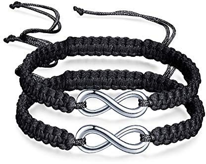 INFINIONLY Damen Mädchen geflochtenes Armband, Edelstahl Unendlichkeit Symbol Armkettchen, Handgefertigt Armschmuck Verstellbar 17-28CM