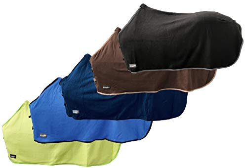 RL24 - Abschwitzdecke Basicline – Pferdedecke mit Schweifkordel, Widerristpolster & Metallverschluss – atmungsaktive Fleecedecke – Pferde Zubehör – Transportdecke in Dunkelbraun – 125cm