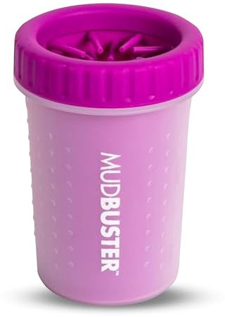 Dexas MudBuster Pfotenreiniger für Hunde, tragbar, Haustierbedarf und Hundezubehör, Größe M, Fuchsienfarbe