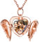SILVERCUTE Damen personalisiert Foto Gravur Anhänger 925er Silber Engelsflügel Herz Medaillon zum Öffnen Rosegold vergoldet Bilder Amulett Fotokette Schmuck für Valentinstag
