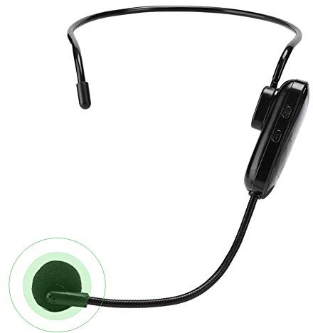 Annadue Micrófono Inalámbrico UHF, Micrófono Inalámbrico con Diadema de Transmisión con Emisor Recargable y Receptor de 3.5 mm para Amplificador de Voz, Altavoz de Escenario, Enseñanza, etc.