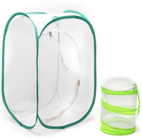 Yizerel Insekts- och fjärilsmiljöbur, terrarium med popup-design, för naturobservation, fjärilar och insektshöjning, etc. 60 cm lång, med en mini-livsmiljöbur (paket med 2)