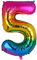 100CM Riesen Regenbogen Zahl 5 Folien Luftballons Number Mylar Helium Zahlenballon Hochzeit Geschenk-Deko Einhorn Geburtstag Party Dekoration für Mädchen Junge