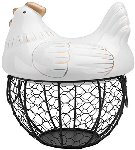 BESPORTBLE Food Container Eierkörbe Huhnform Eierkorb Obstkorb Keramik Huhn Eisen Kunst Aufbewahrungskorb Schwarz Eier Snacks Metallkorb Gemüsekorb Küche Party Ostern Cosmetic Organizer