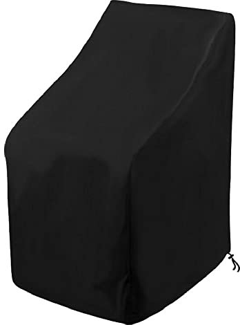 CHEYLIZI für Stapelstühle, Schutzhülle für Gartenstühle 4-8 Stühle, Atmungsaktiv, Winterfest, Wasserabweisend Stapelstuhl Balkonstühle CHEYLIZI Stuhlabdeckung, Schwarz 64X64X120/70