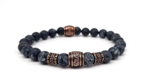 Nahle | Wikinger Armband | 8mm Viking Stretch- Armband | handgemachtes Perlenarmband | mit edler Schmuckschachtel (19, Viking)