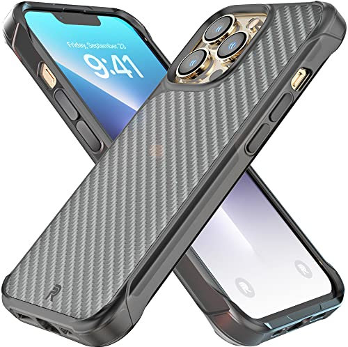 REBEL Handyhülle für iPhone 13 Pro Serie Gen-3 Premium-Aramidfaser, MagSafe-kompatibel, schützende stoßfeste Ecken, Metallknöpfe, Slim Fit Grip Hülle für iPhone 13 Pro 6,1 Zoll 2021 (Schwarz)