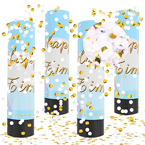 Konfettikanonen Set, Taozoey 4 Stück Konfetti Shooter, Party Popper, Handheld Konfetti Poppers, Papier Konfettikanonen, für Valentinstag, Hochzeit, Partys, Geburtstage, Silvester