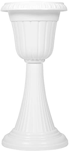 Yardwe Pot De Fleurs Luyin Jardinières Dextérieur Jardinière D'urne Traditionnelle Jardinières Hautes pour Plantes D'extérieur Pot De Fleurs De 12 Pouces Simple Blanche Support Plastique