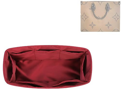 DGAZ Handtaschen Organizer Einsatz für OnTheGo PM/MM/GM Tasche, Seide Tasche in Tasche Organizer, Luxus-Handtaschen & Tote Innentaschen (Rouge casaque, GM)