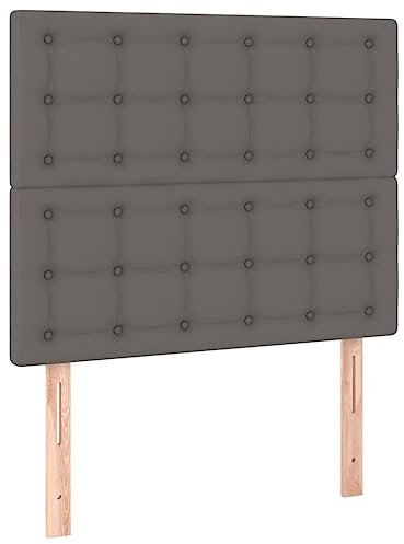 vidaXL Kopfteil, Bettkopfteil mit Holzbeinen, Höhenverstellbar Polsterkopfteil für Bett, Betthaupt Bettzubehör Schlafzimmer, Grau 100x5x118/128 cm Kunstleder