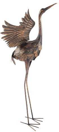 Pure Garden Gartenstatue Fliegender Kranich, 89,9 cm hoch, Metall, Hofkunst, Kranichstatuen für Outdoor-Dekoration, Hofkran, Gartenskulpturen und Figuren, Rasenornamente für Terrasse, Teich oder