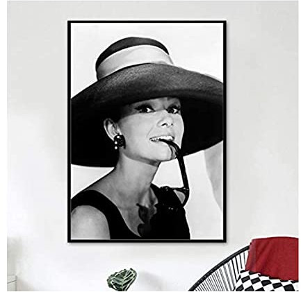ZANNZA Kunstdruck Poster 30 * 50cm Bianco e nero Audrey Hepburn Picture Print Modern Family Bedroom Decor Posters Senza Cornice