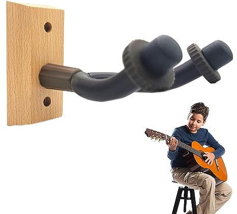 NGUMMS Cintre mural pour guitare, porte-manteau mural en bois pour guitare - crochets muraux pour guitare avec base en bois dur antidérapant, base en bois pour ukulélé, basse, guitares
