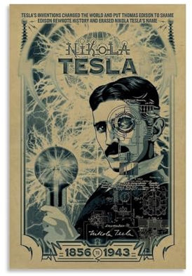 LAHTI Nikola Tesla Inventions Poster, dekoratives Gemälde, Leinwand, Wandposter und Kunstdruck, modernes Familienschlafzimmer-Dekor-Poster, 20 x 30 cm
