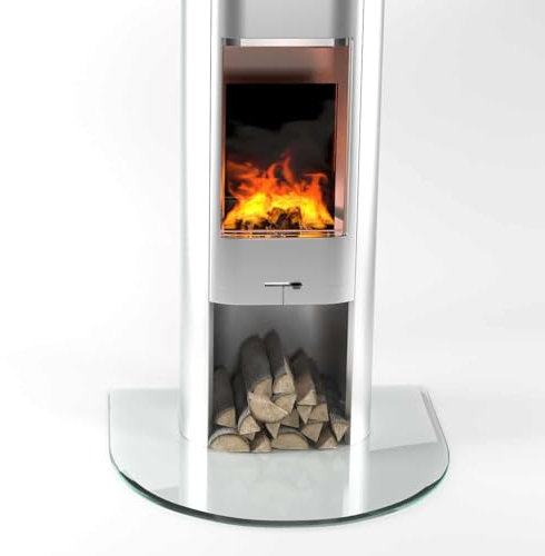 Glasplatte24 Funkenschutzplatte Rundbogen für Kaminofen, Glasplatte mit 18mm Facette, Glasbodenplatte Hitzeschutz mit ESG Sicherheitsglas, 110 x 100 cm, Stärke 6mm