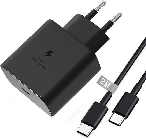 45W USB C Schnellladekabel und Schnellladegerät Ladegerät für Samsung Galaxy S24/S23/S22/S21/S20/Note20/S10/S9/A73/A53/A13/Tab S8 with 2M Kabel, GUVGMY USB-C Ladekabel Netzteile Adapter Ladestecker