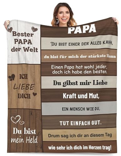 Adolgutty Geschenke für Papa, Vatertagsgeschenk für Papa Geschenke, Geschenke für Papa zum Weihnachten Geburtstag, Geburtstagsgeschenk für Bester Papa, Superweiche Kuscheldecke 130X150CM