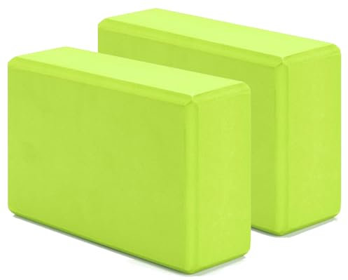 G5 HT SPORT Yogasteine [einzeln oder Paar] Yoga-Blöcke mit hoher Dichte und Unterstützung, rutschfest, hypoallergen | 22,5 x 15 cm, Dicke 7 cm (Paar Steine (Limettengrün))