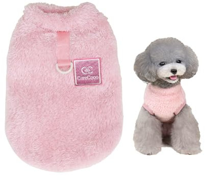 CareCooo Hundepullover für Kleine Hunde, Fleece Warm Hundekleidung mit D-Ring, Weihnachtspullover für Chihuahua und Dackel (Rosa, S)