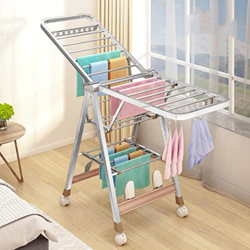 Flügelförmige Wäschestange, 150-160-170-180 cm einfacher Wäscheständer, mit Vier Universalrädern, zusammenklappbarer Bodenwäscheständer, Haushalts-Wäscheständer vom Typ X vom Boden bis zur Decke