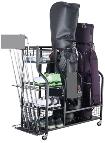 Golf Storage Rack Golf Bag Storage Organizer Golf Organizer Fits 2 Golf Bags And Other Sports Equipment Golf Accessories Golf Club Organisers