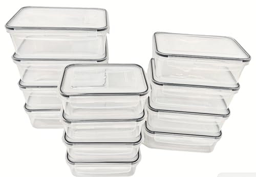 Panzy Home Tranparent Plastic Food Storage Set - BPA-Free, Airtight, Leak-Proof Containers for Kitchen & Pantry, Microwave & Freezer Safe - (12 Containers & 12 Lids) Leftover Lunch Boxes