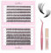 Natuhana Faux Cils Individuel DIY 240Pcs Naturel Extension de Cils Kit C Curl 8-16mm Bouquet Volume Russe avec Colle et Pinces
