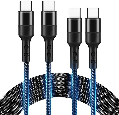 USB C auf USB C Kabel, [2 Pack 1m 2m] 60W 3A PD USB C Kabel auf USB C Nylon Ladekabel USB C auf USB C für Samsung Galaxy S23 S22 S21 S20 S10 A53, iPad Air, iPad Pro, MacBook Pro/Air, Huawei, Xiaomi