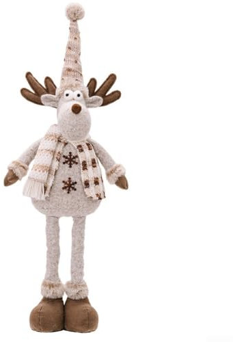 Weihnachtliche Plüschfiguren, Weihnachtsfigur, stehende Urlaubsfigur, Weihnachtsdekoration, teleskopische lange Beine, Figur für Tisch, Kamin, Heimdekoration, Elch