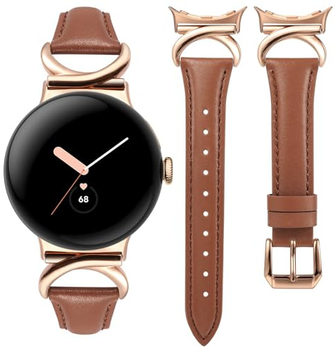 TOYOUTHS Lederarmband Kompatibel mit Google Pixel Watch 4/3 41mm/Pixel Watch 2/1 Damen, Schlank Luxus Elegant Dressy Leder Armbänder mit C-förmiger Schnalle
