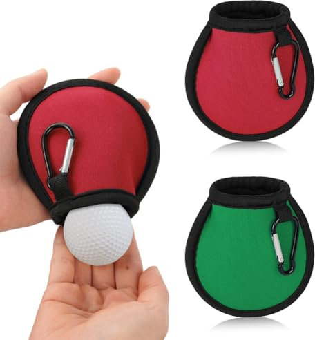 AYESY Golfbälle Reiniger Tasche, 2 Stücke Tragbare Golfball Tasche Golfball Reinigungsbeutel mit Karabiner Doppellagige wasserdichte Golf-Reinigungstasche Golfzubehör Geschenke (Rot und Blau)