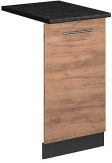 Vicco Geschirrspülblende Fame-Line, Goldkraft Eiche, 45 cm, AP Anthrazit