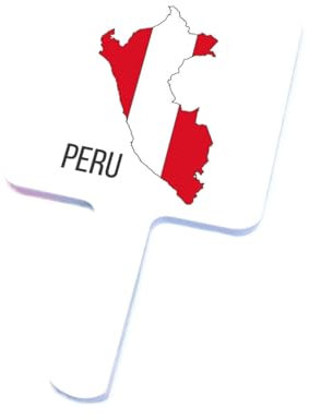 GONMFKM Neuartiger Handspiegel mit Karte Der Republik Peru und Nationalflagge, Quadratischer Kosmetikspiegel, Reise-Handspiegel mit Griff für Frauen, Damen und Mädchen, Weiß, 12 × 22 cm