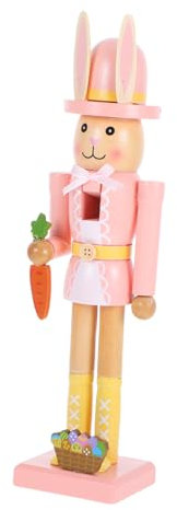 ABOOFAN Casse-Noisette De Lapin Décoration De Table De Pâques Casse-Noix Décoratif Soldat Casse-Noisette Soldat De Casse-Noisette Ornement De Soldat en Noyer Bois Rose
