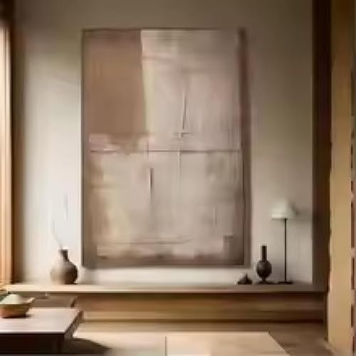 DHHXY Leinwand Bilder， Großes, beige-braunes, abstraktes Leinwandgemälde, modernes, strukturiertes Boho-Wandbild, Bild, Gemälde, Wanddekoration, 60 x 85 cm, ungerahmt