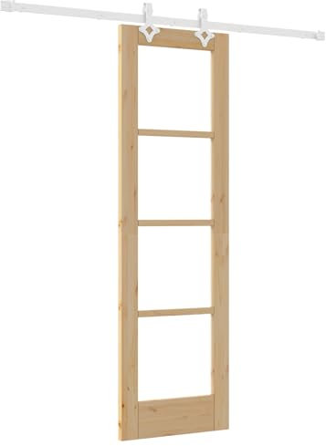 vidaXL Set di porte scorrevoli Orkdal naturale e bianco in legno con hardware completo per uso interno 61x198.5 cm design moderno soggiorni camere da letto separatore di stanze in legno e vetro
