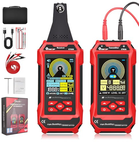Underground Wire Locator: ET836 Circuit Breaker Finder with Microprocessor Chip and HD LCD Display, Test Short Circuit Breakers of Wall and Underground Cables (Cable Tester)