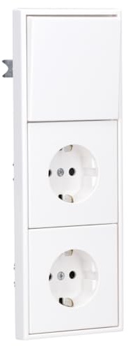 JUNG Serie LS Schalter & 2x Steckdosen Safety Set Alpinweiß | mit Universal-Wippschalter 506U, Wippe LS990WW, 2× SCHUKO Steckdosen mit Berührungsschutz und LS983WW Rahmen 3-fach