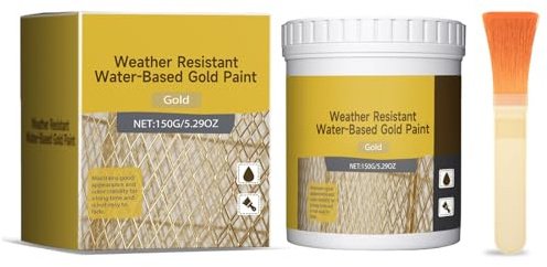 HYPYXUS Pintura dorada a base de agua resistente a la intemperie150 g, pintura de hoja de oro brillante a base de agua, pinturas metálicas acrílicas antiguas impermeables, pinturas artesanales (1Pcs)