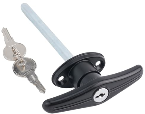 Serenophile Garage Door Lock Handle – Zinc Alloy T-Handle Exterior Locking Mechanism for Outdoor Sheds, Barns, Chicken Coops & Playhouses, 6.68 x 3.93 x 1.18 in, Black