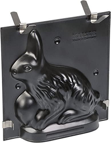 ORIGINAL KAISER 3D Osterhase Backform 0,5 l | Motivbackform Hase für Ostern | antihaftbeschichteter Stahl | auslaufsicher mit Klammern | backofenfest | schwarz