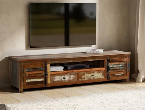 Main Möbel TV Board 200x50cm 'Hawkins' recyceltes Altholz Mehrfarbig lackiert
