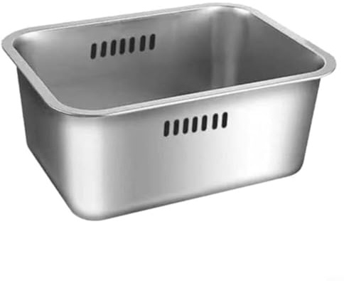TONIXY Large Stainless Steel Multi-Purpose Washing-Up Bowl with 10L Capacity for Kitchen Food Prep, Dishwashing and Outdoor Camping, Portable Silver Basin 35x26x15cm(Single)